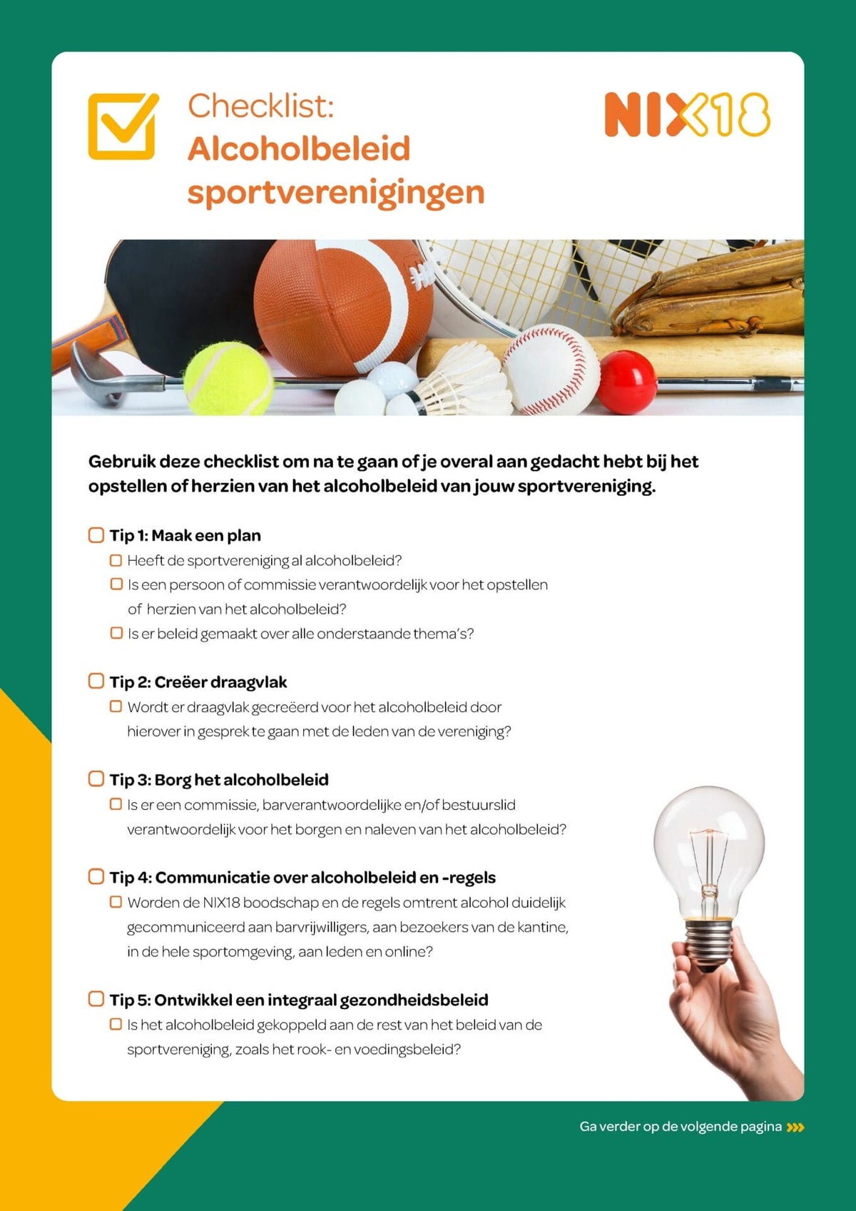 Handkaart Alcoholbeleid binnen sportverenigingen