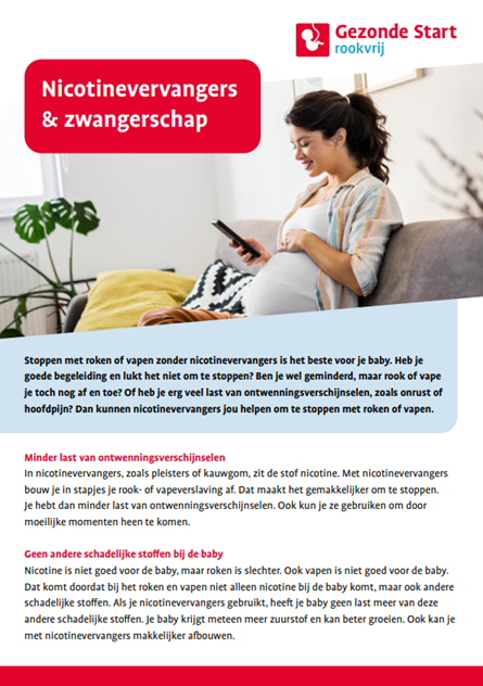 Flyer Nicotinevervangers en zwangerschap