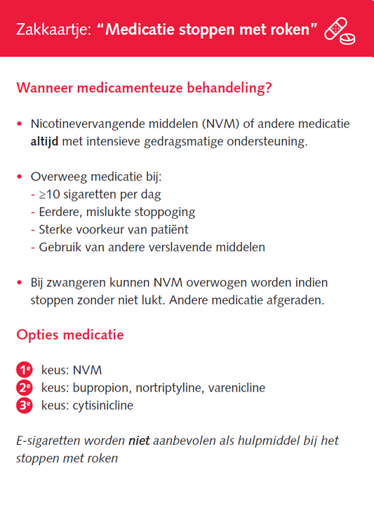 Zakkaartje Medicatie stoppen met roken