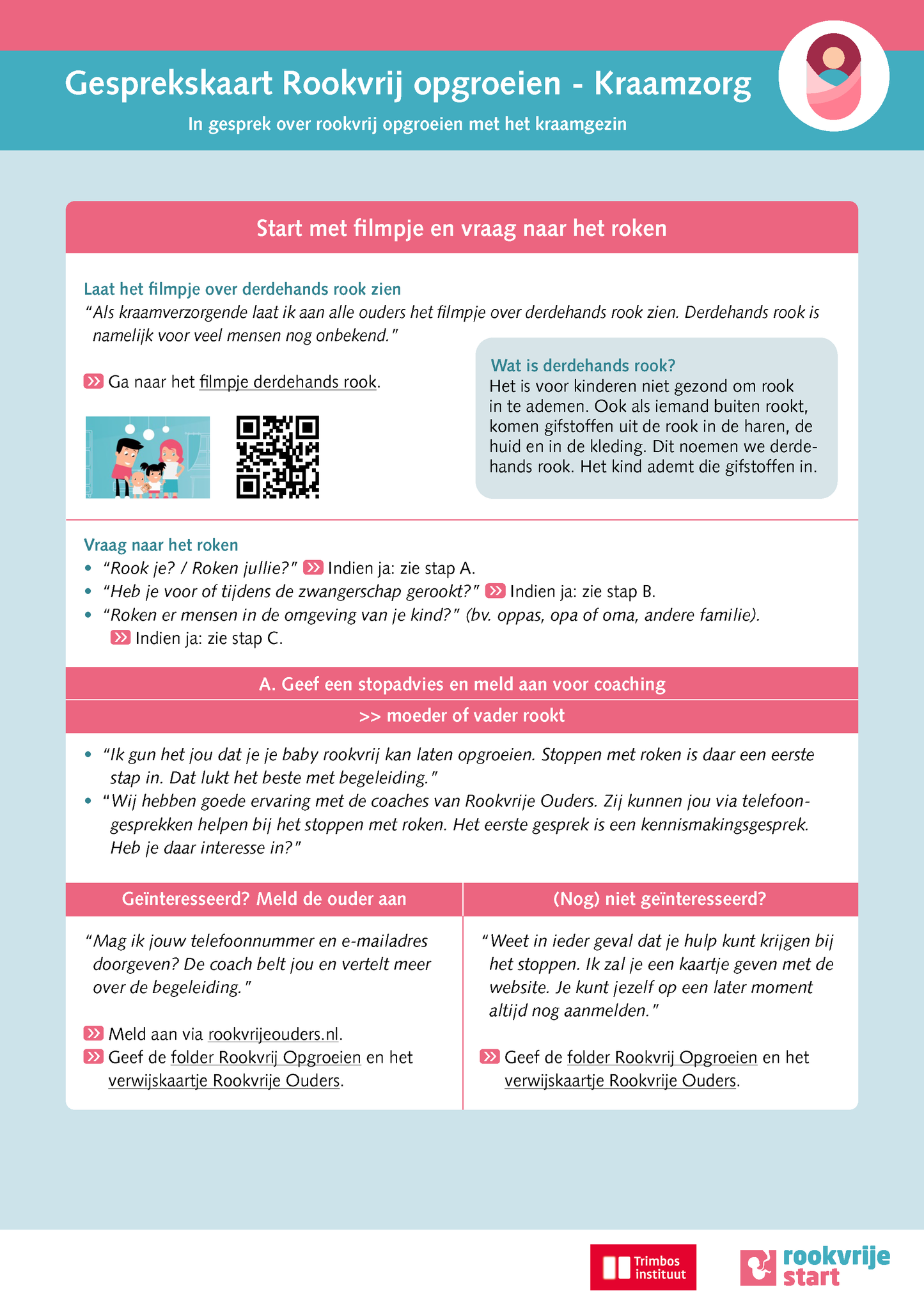 Gesprekskaart Rookvrij opgroeien – Kraamzorg (met voorbeeldzinnen)